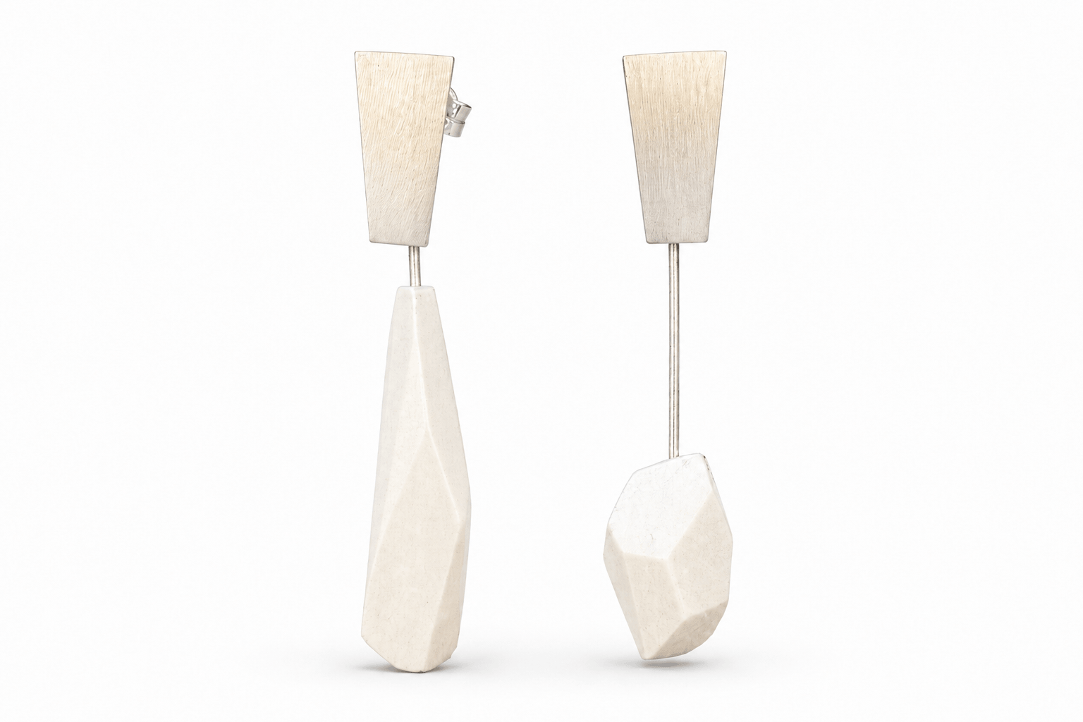 Pendientes Dúo largos Blanco perla “Serie plata”