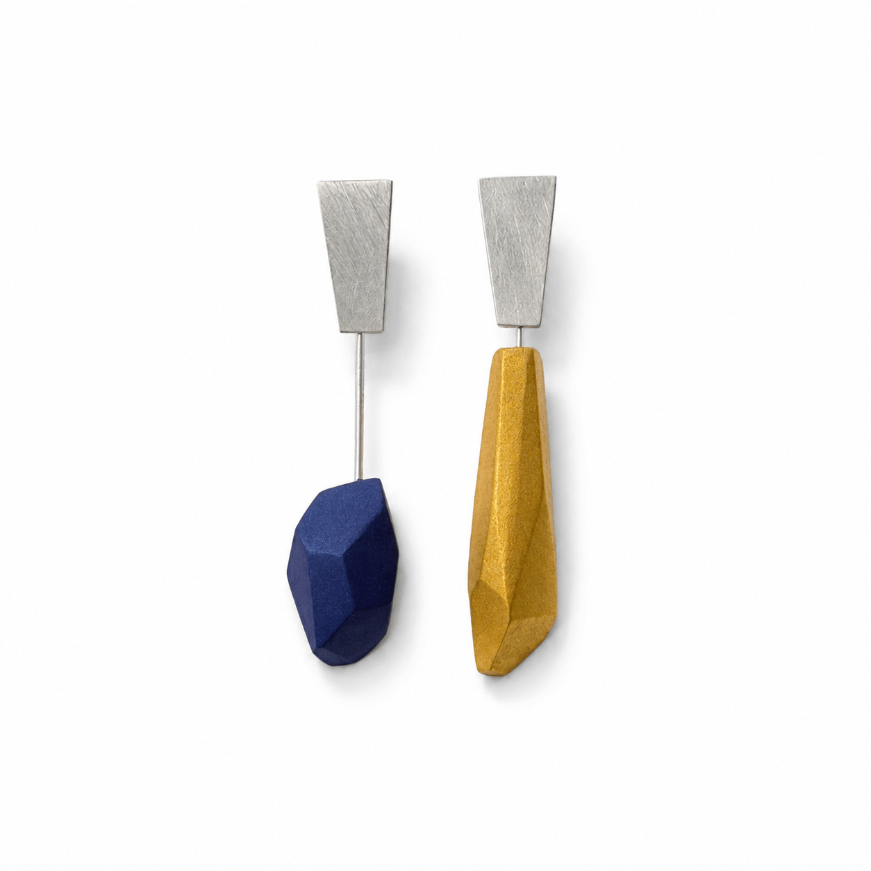 Pendientes Dúo largos Amarillo dorado & Morado “Serie plata”