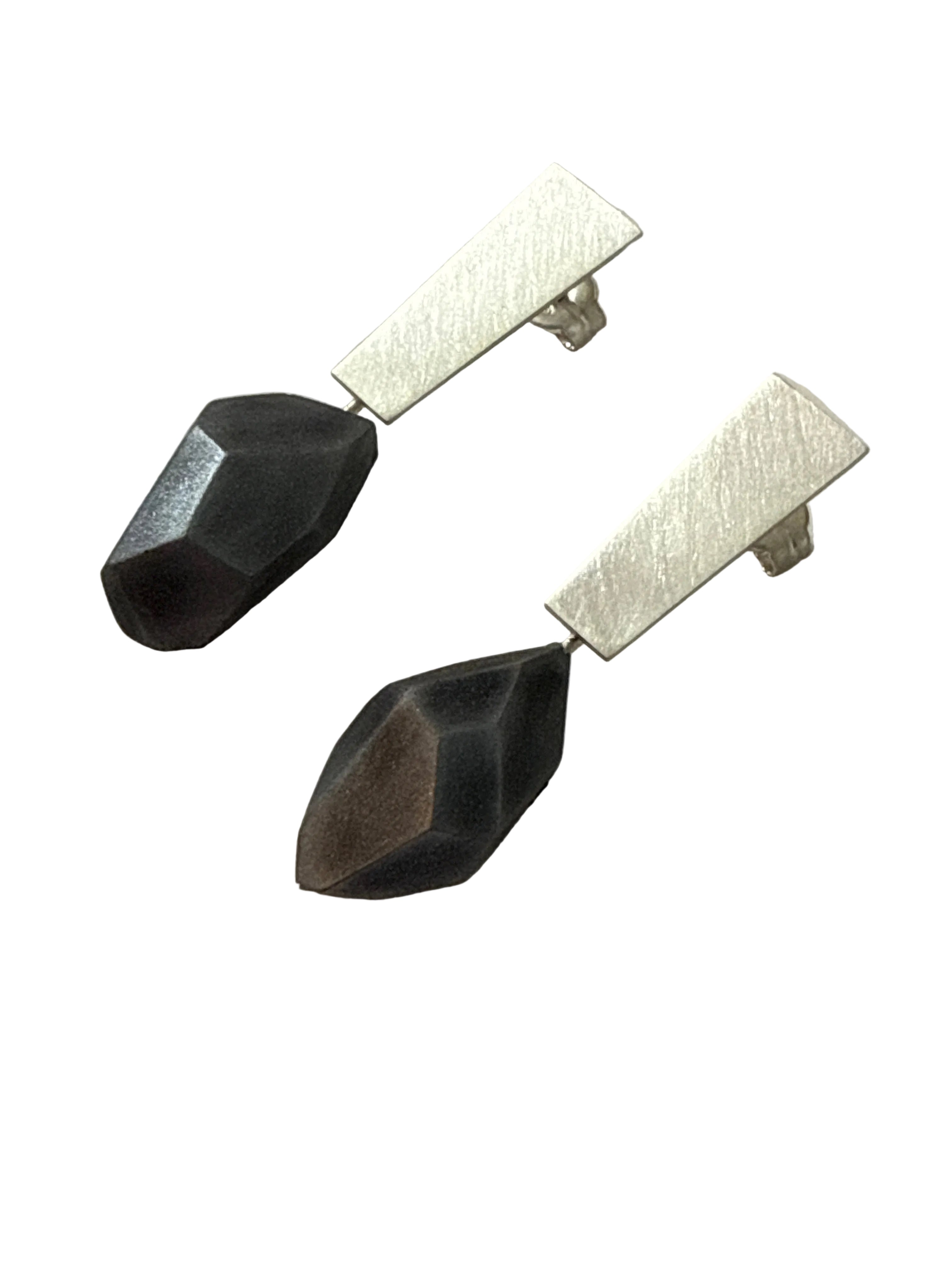 Pendientes Esencia Grafito Largos Pepitas "Serie Plata" (copia)