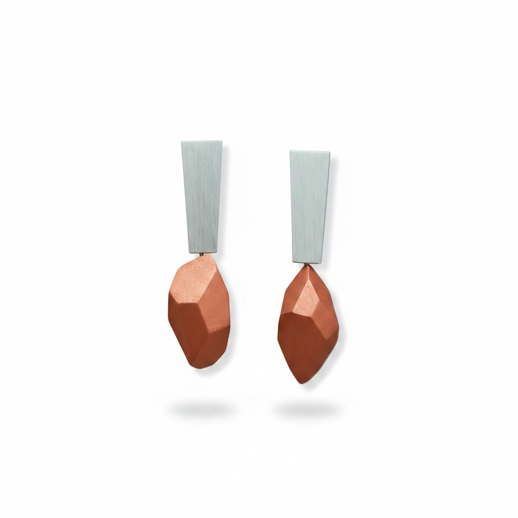 Pendientes Esencia Cobre Largos Pepitas "Serie Plata"