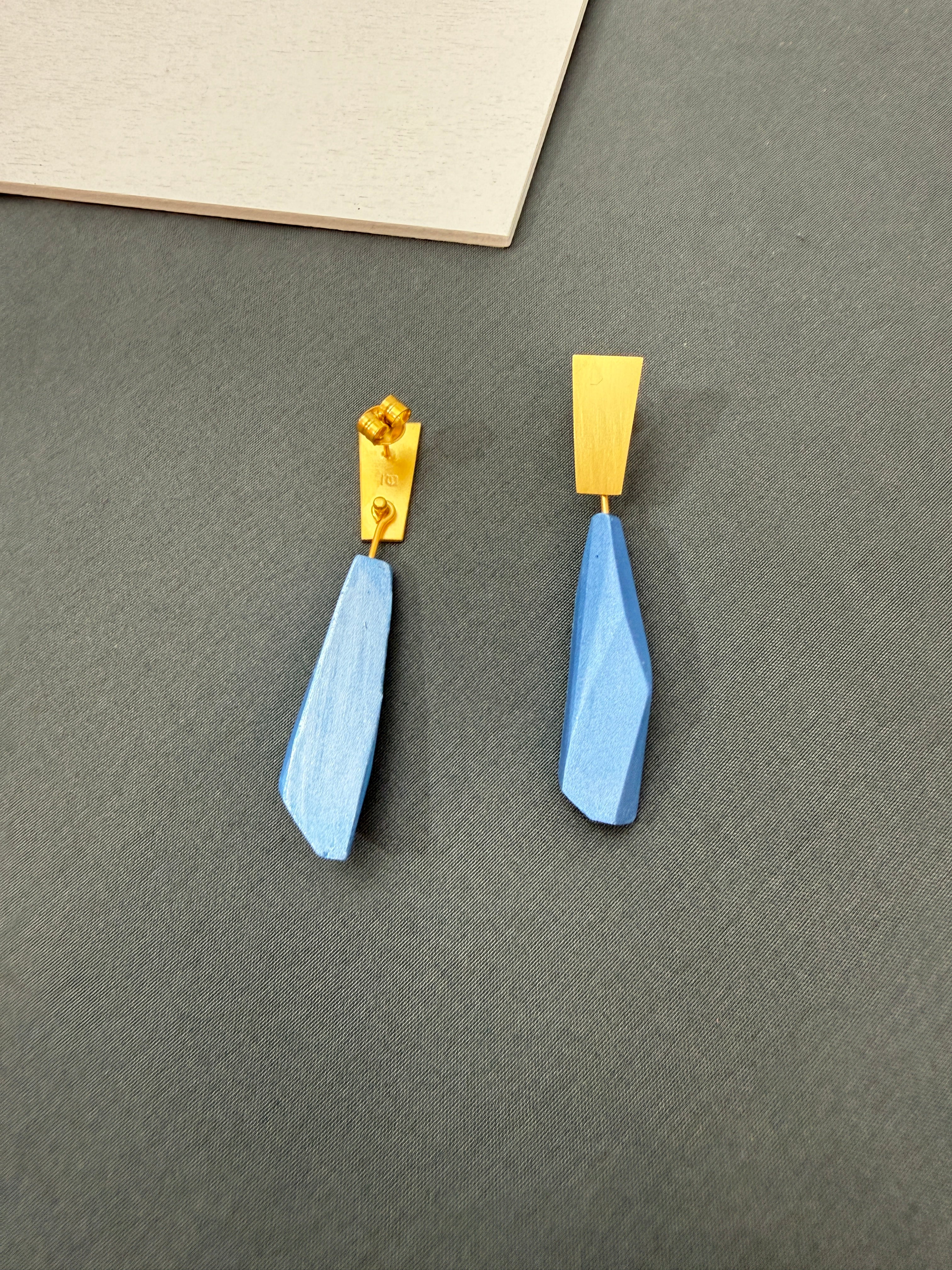 Pendientes Pepita Vértice Azul dorados Largos