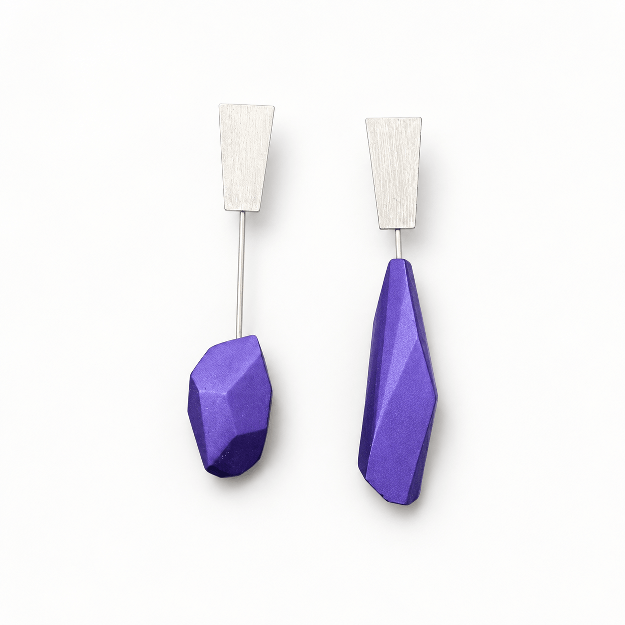 Pendientes Dúo largos Morado “Serie plata”