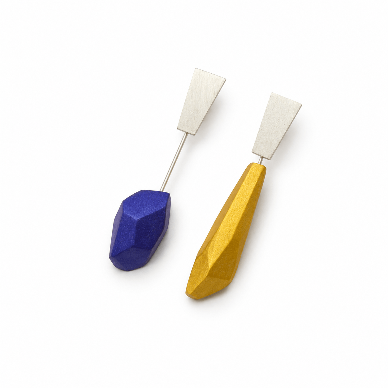 Pendientes Dúo largos Amarillo dorado & Morado “Serie plata”