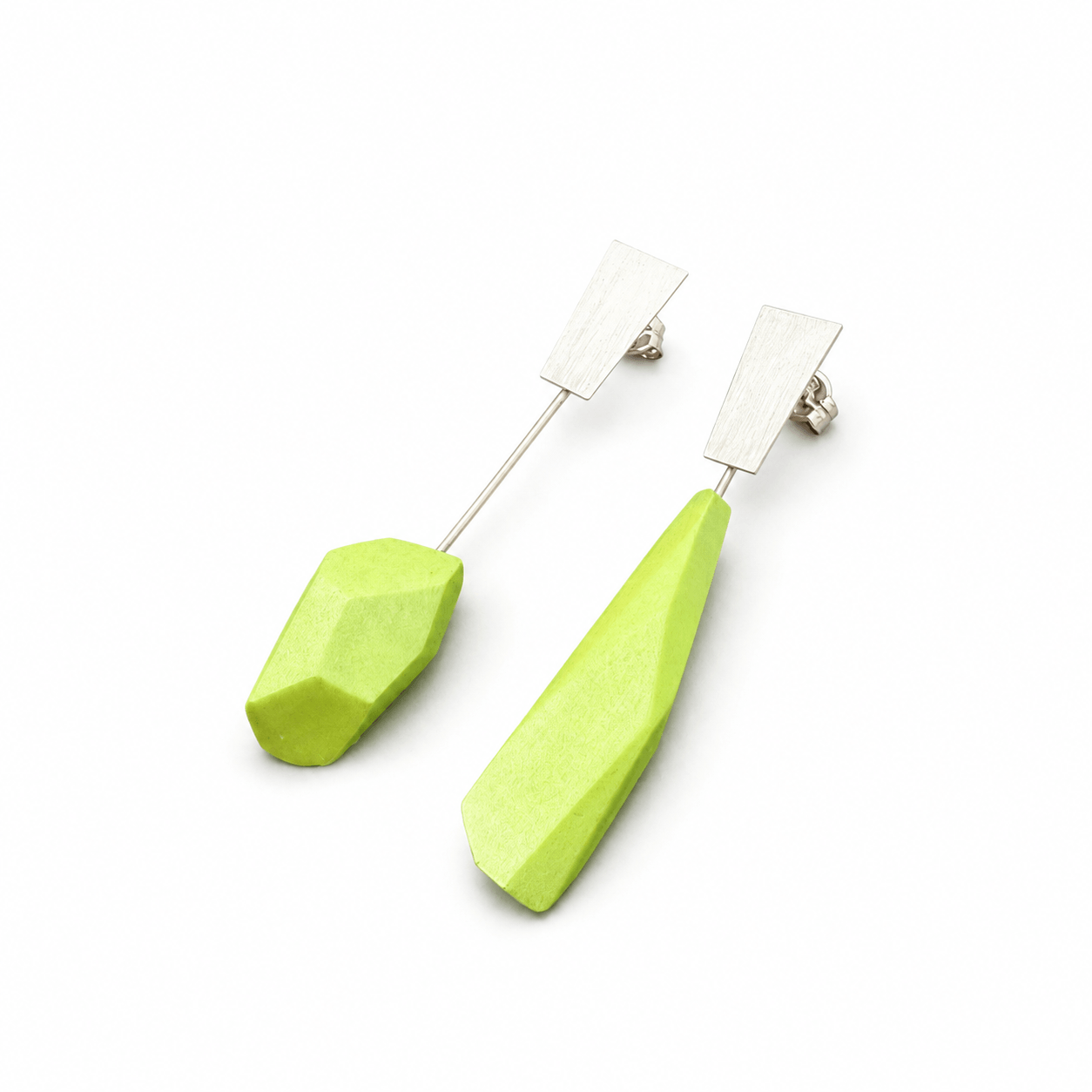 Pendientes Dúo largos Verde Lima “Serie plata”