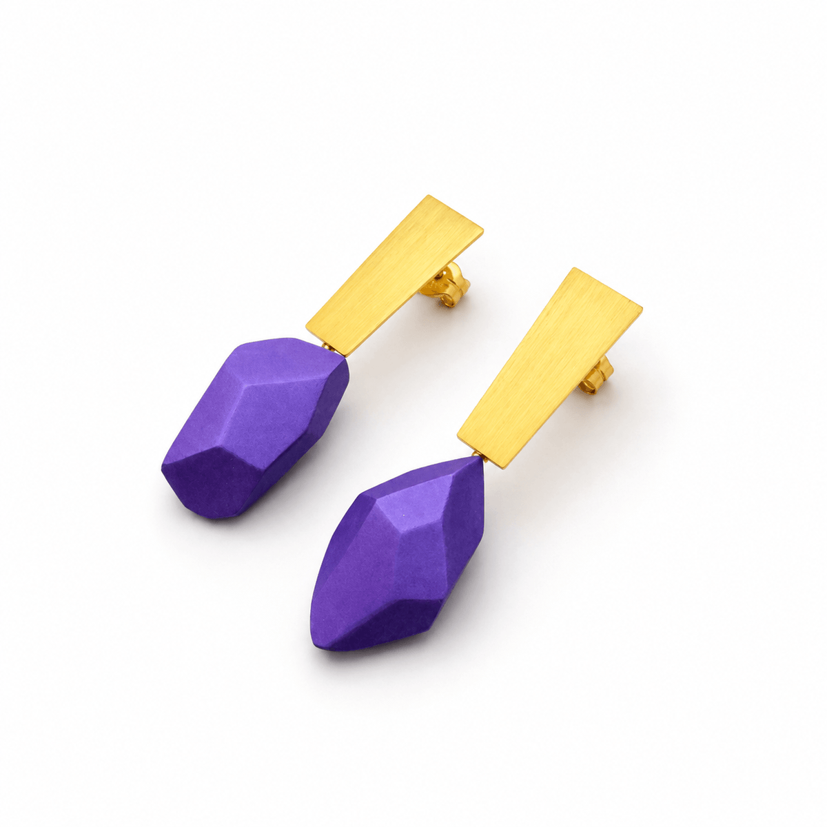 Pendientes Esencia largos Morado dorados