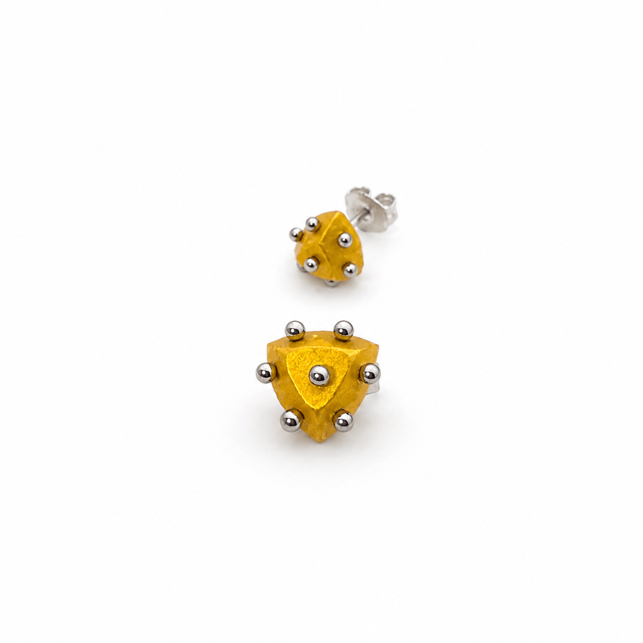 Pendientes Mini bolas amarillo dorado "Serie Plata"