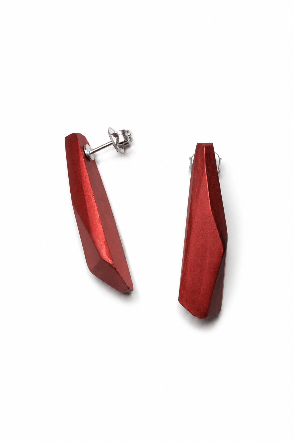 Pendientes Vértice Rojo Oscuro  "Serie Plata"