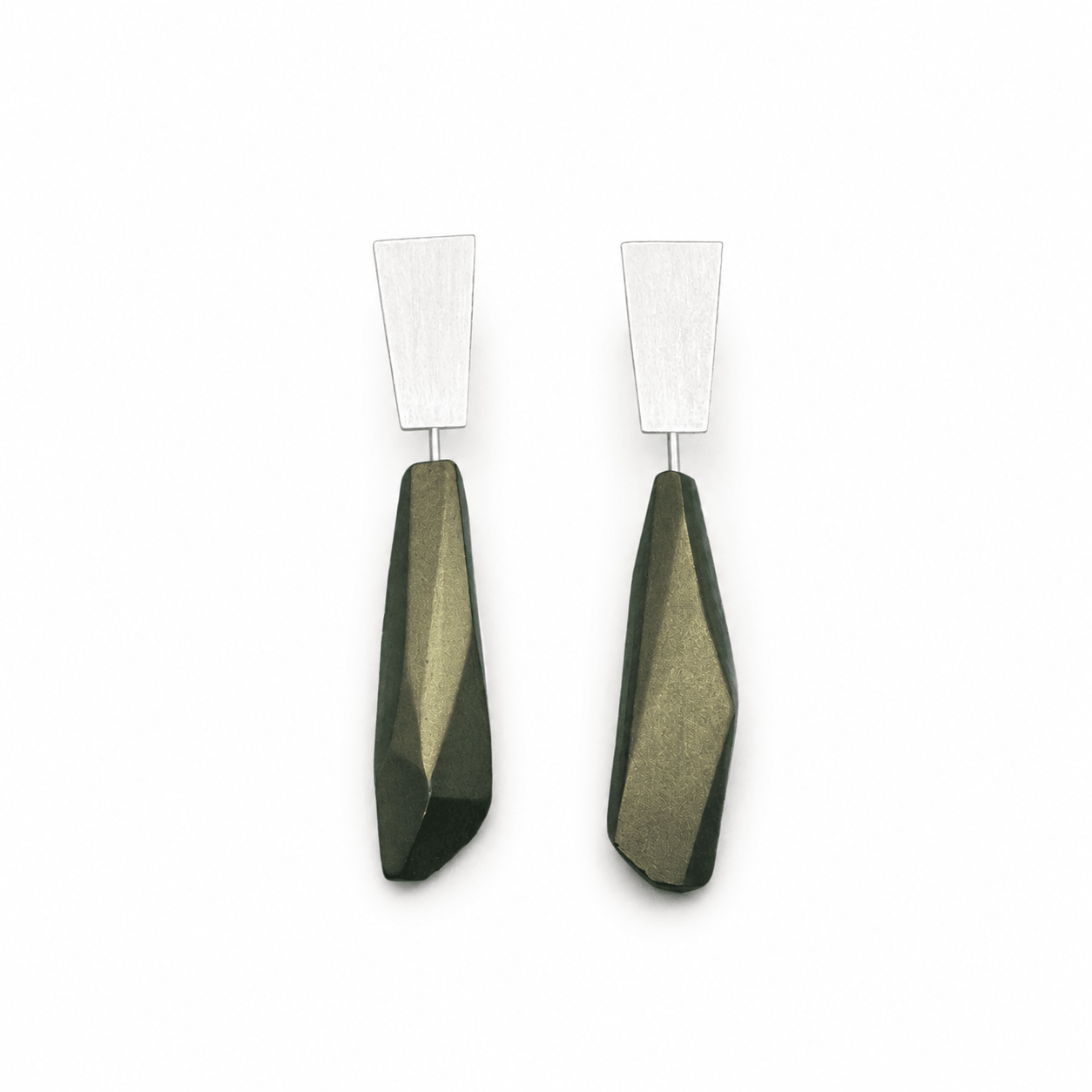 Pendientes Pepita Vértice largos Verde Oliva “Serie plata”
